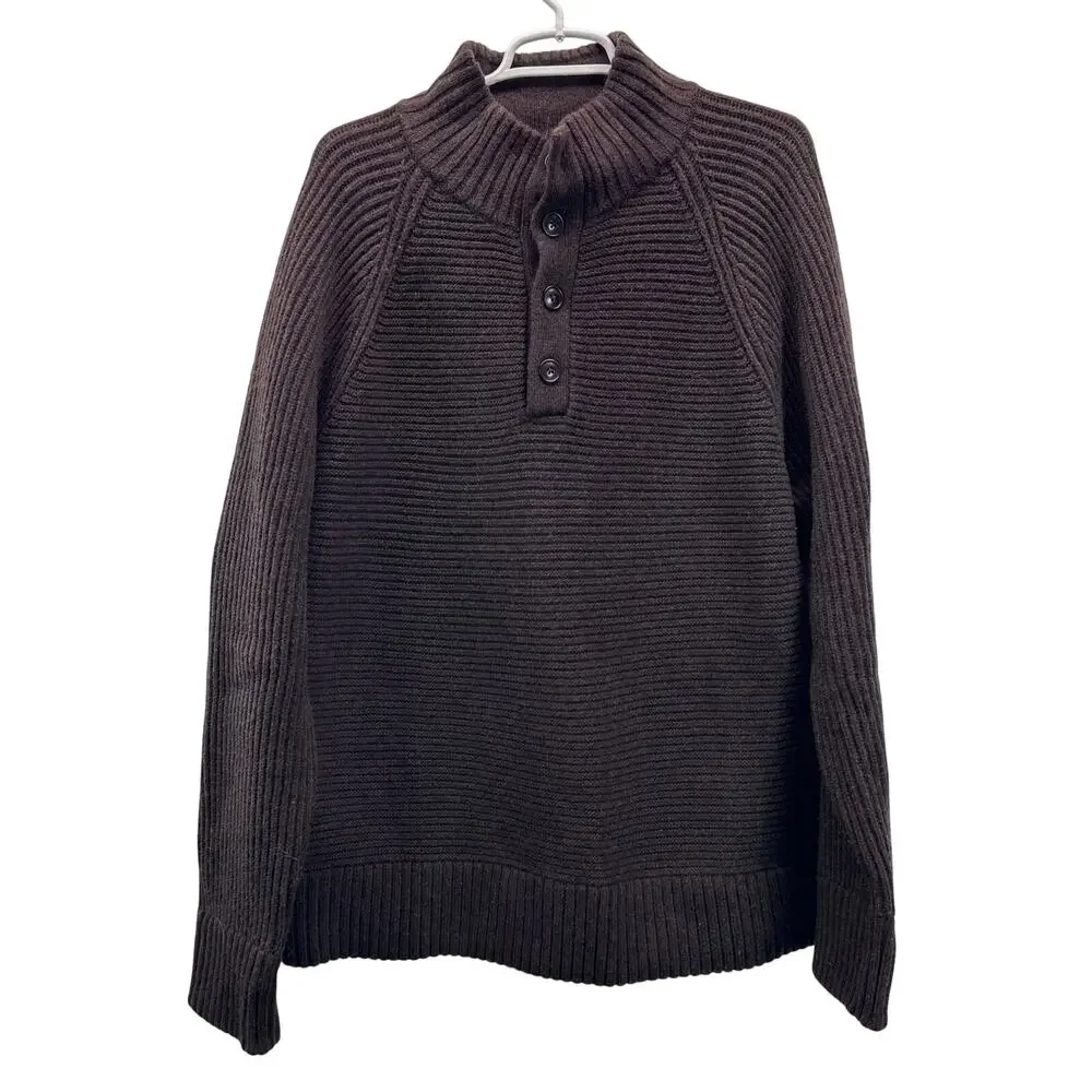 Banana Republic Nino Mock Neck Sweater Brown Wool XL Fisherman